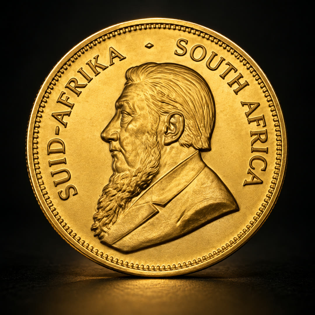 Krugerrand gold coin, Paul Kruger portrait side