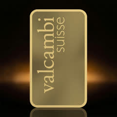 Back of the Valcambi 1 oz gold bar on its own, with the valcambi suisse wordmark